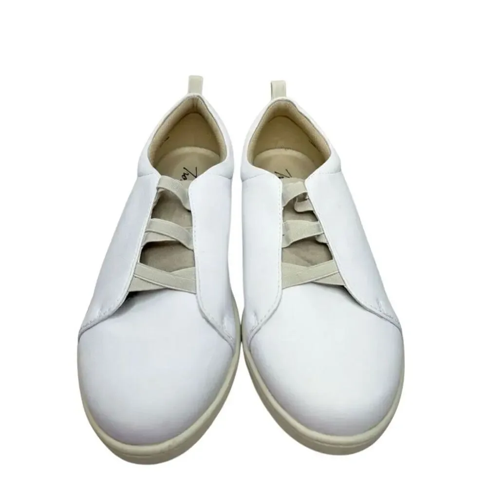 Trotters Sneaker Womens Size 7W Wide White‎ Leather Lace Up Shoes